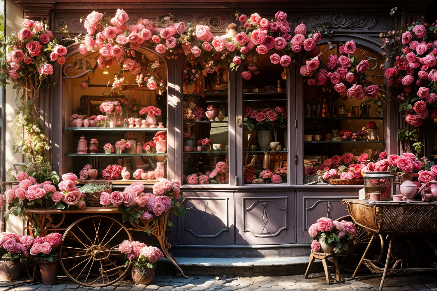 Fotografie Valentine Backdrops Schaufenster Kaskadierende Rosa Rosen Backdrop BRP11-429