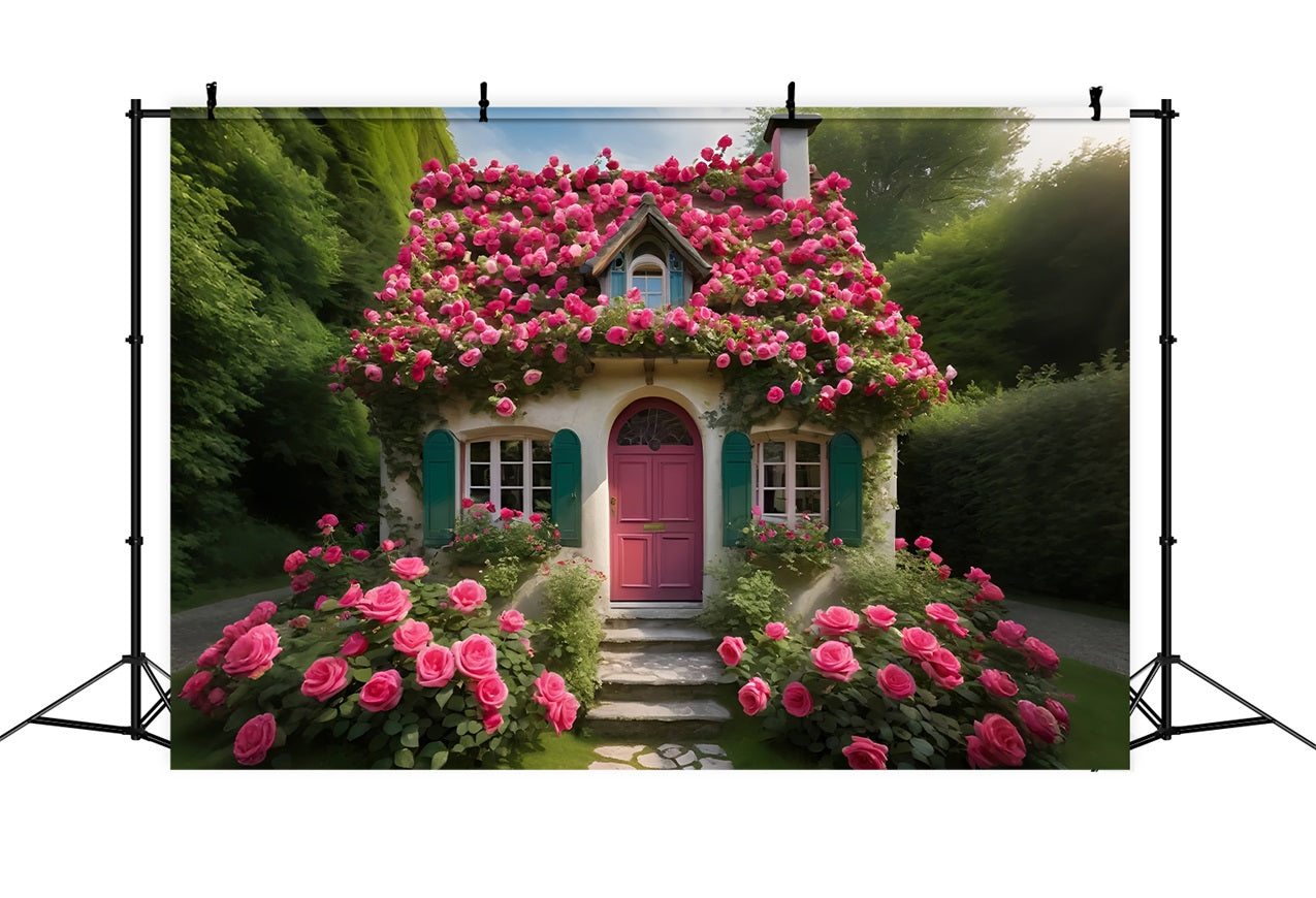 Fotokulissen Valentinstag Floral Cottage Rosa Rosen Hintergrund BRP11-431