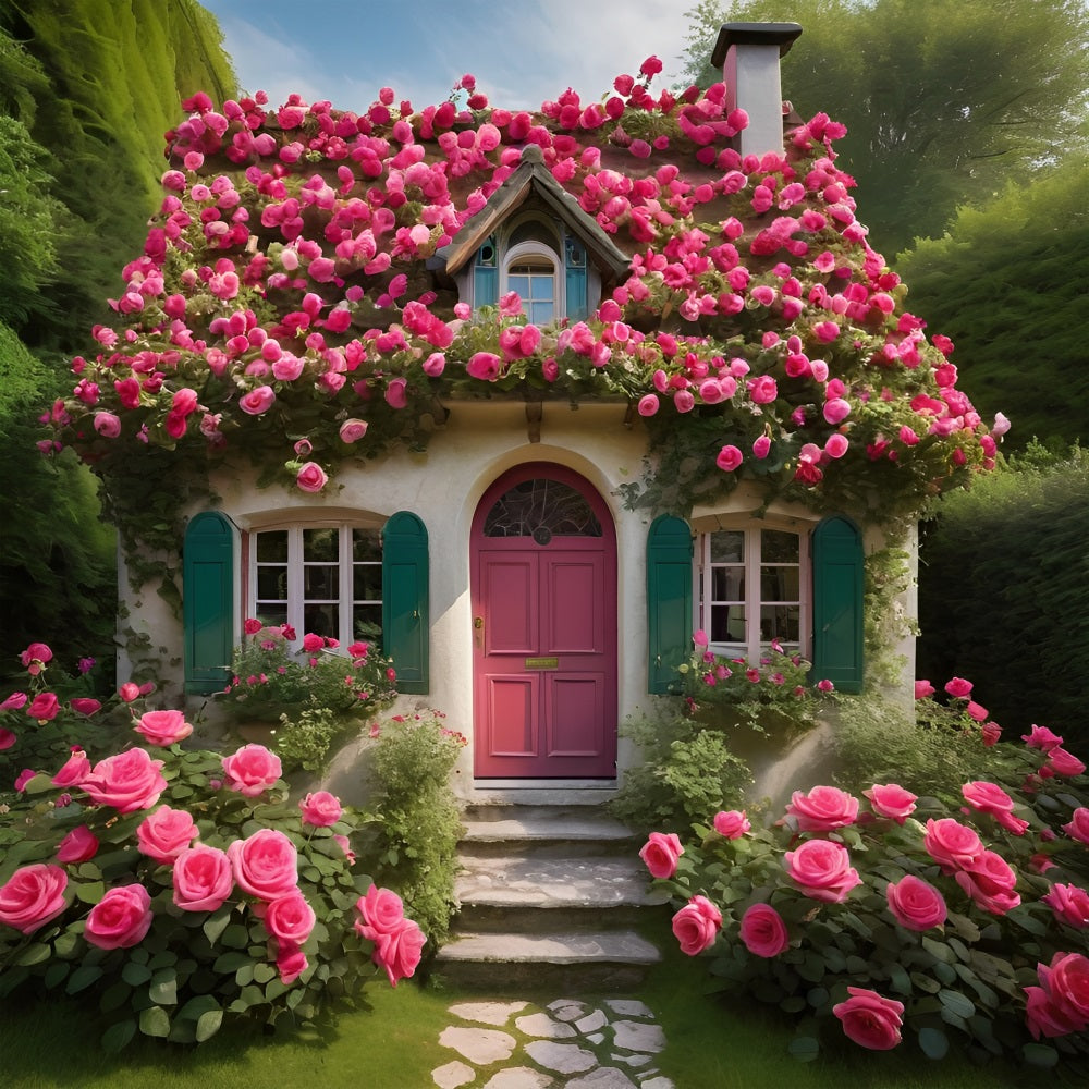 Fotokulissen Valentinstag Floral Cottage Rosa Rosen Hintergrund BRP11-431