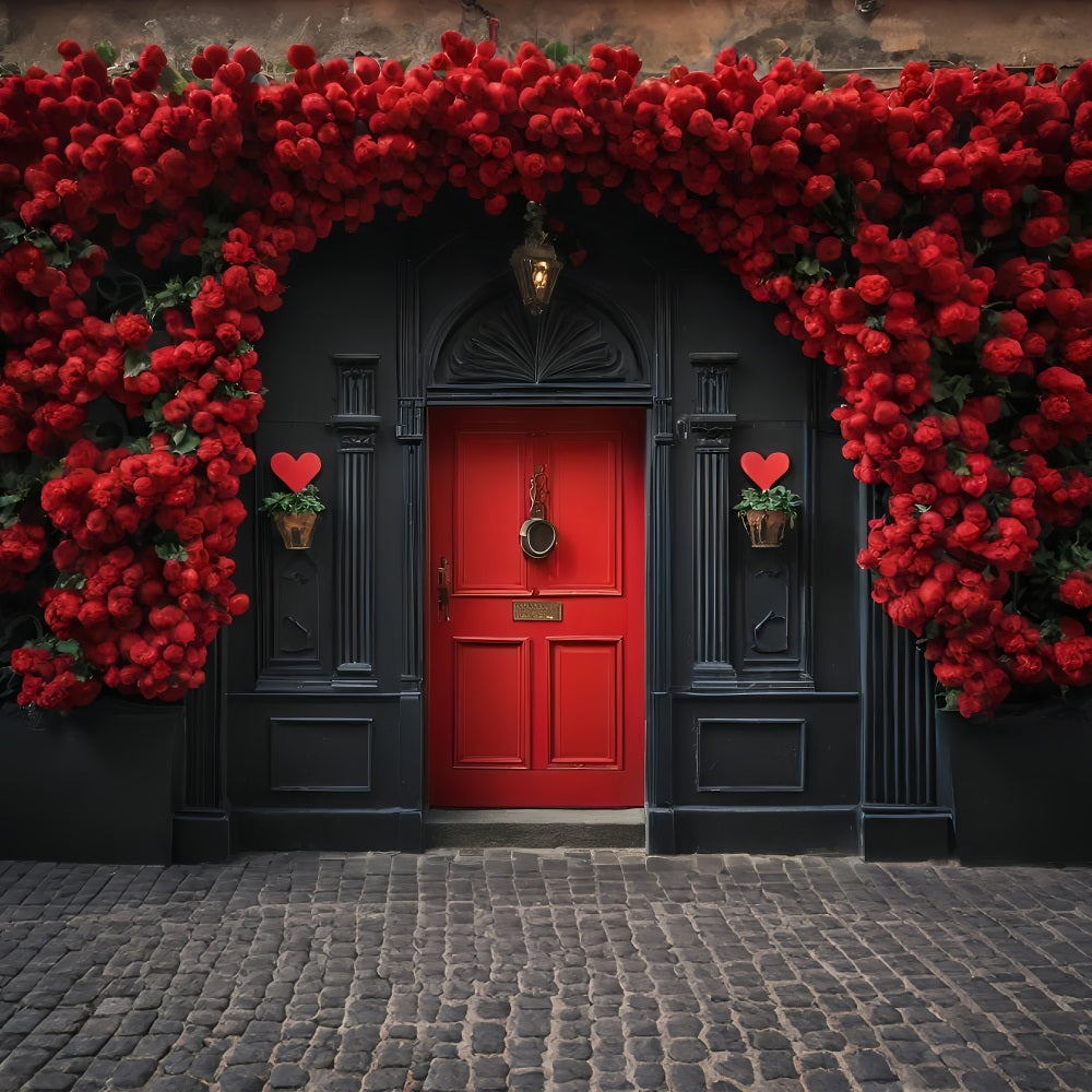 Valentinstag Fotohintergrund Rote Rosen Schwarzer Türhintergrund BRP11-432