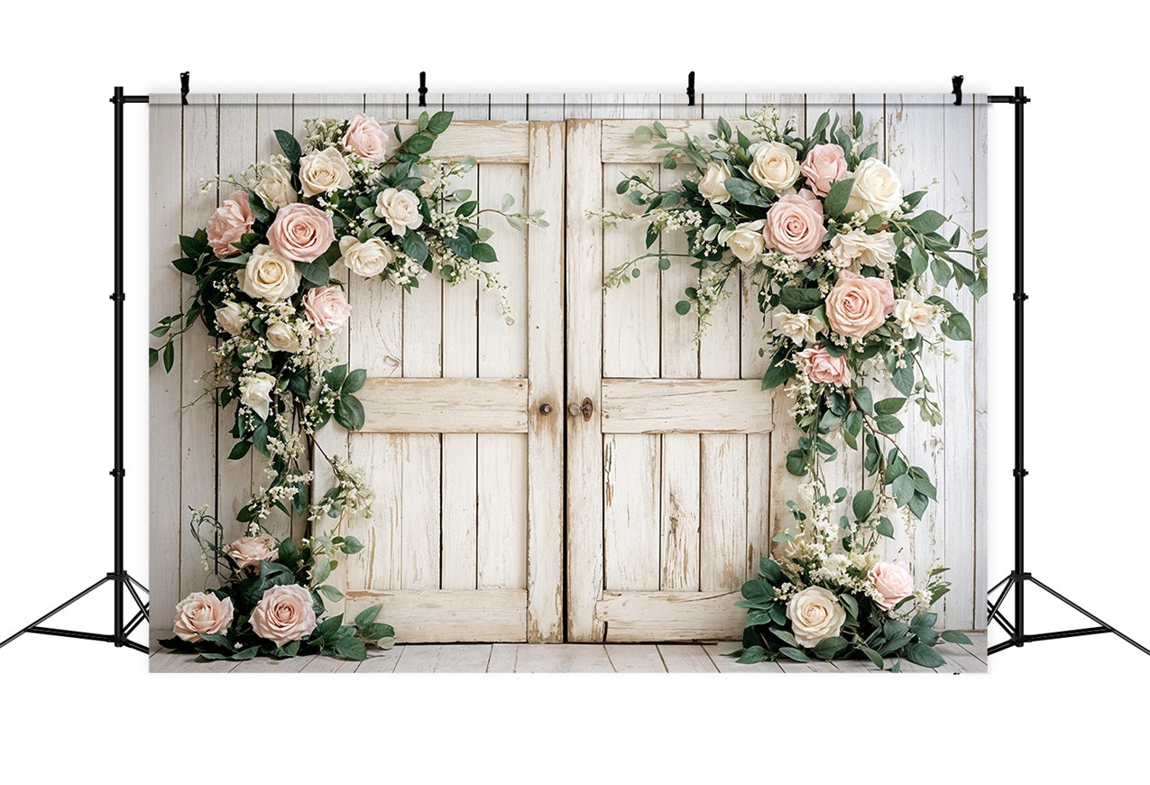 Backdrops für Valentinstag Holz Tür Floral Backdrop BRP11-438