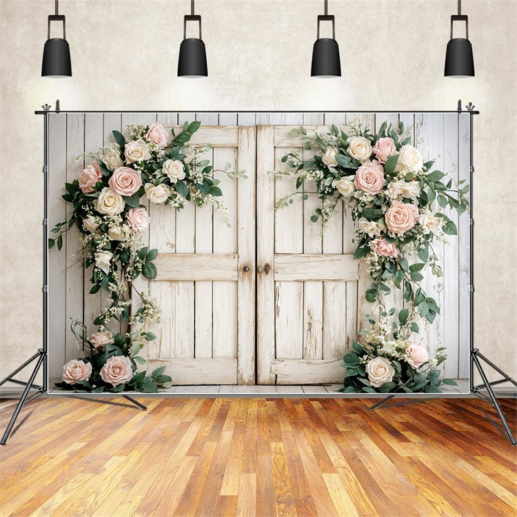 Backdrops für Valentinstag Holz Tür Floral Backdrop BRP11-438