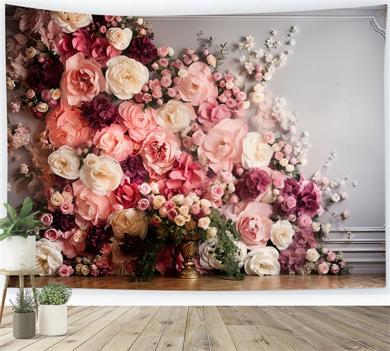 Valentinstag Backdrop Vintage Pink Floral Wall Backdrop BRP11-441