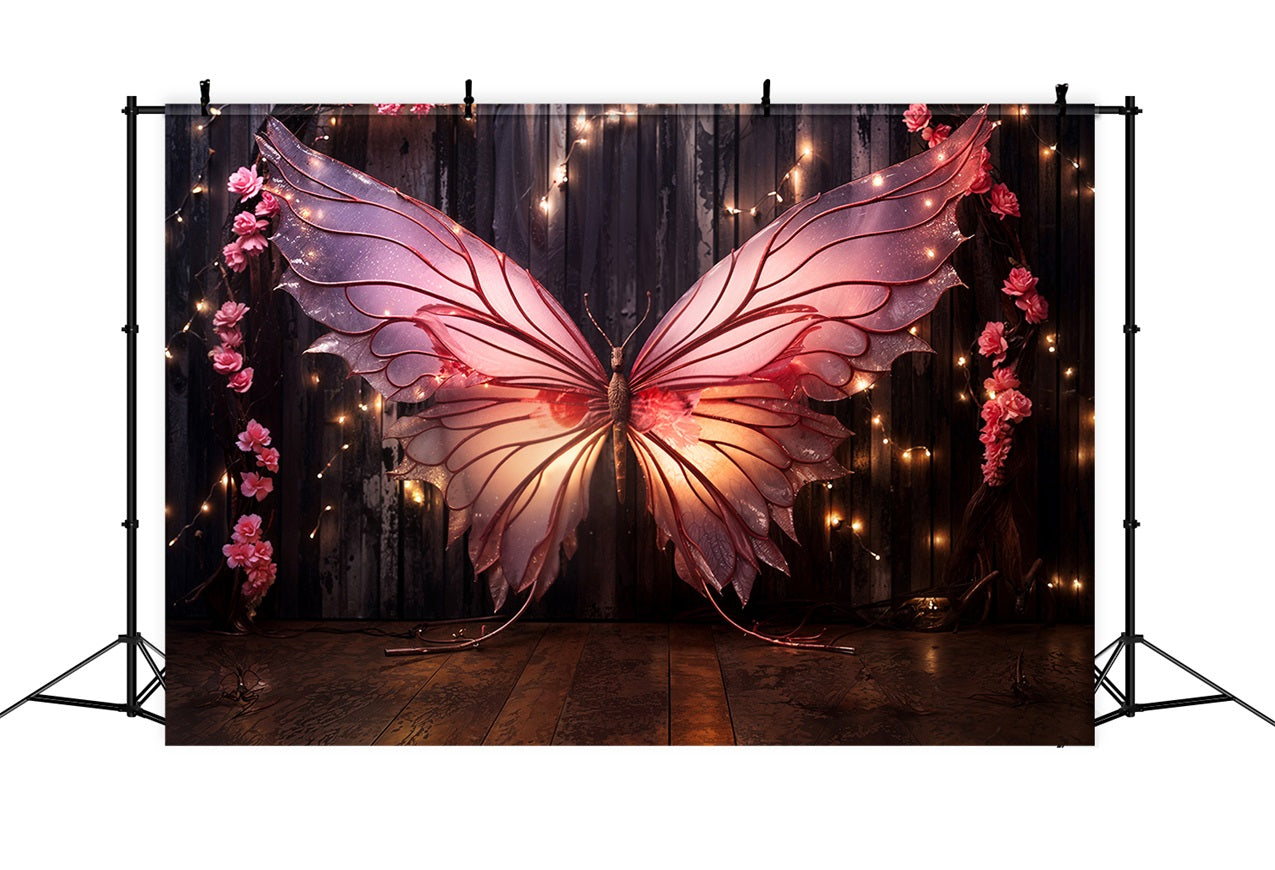 Valentinstag Backdrops Rosa Schmetterling funkelnde Flügel Backdrop BRP11-442