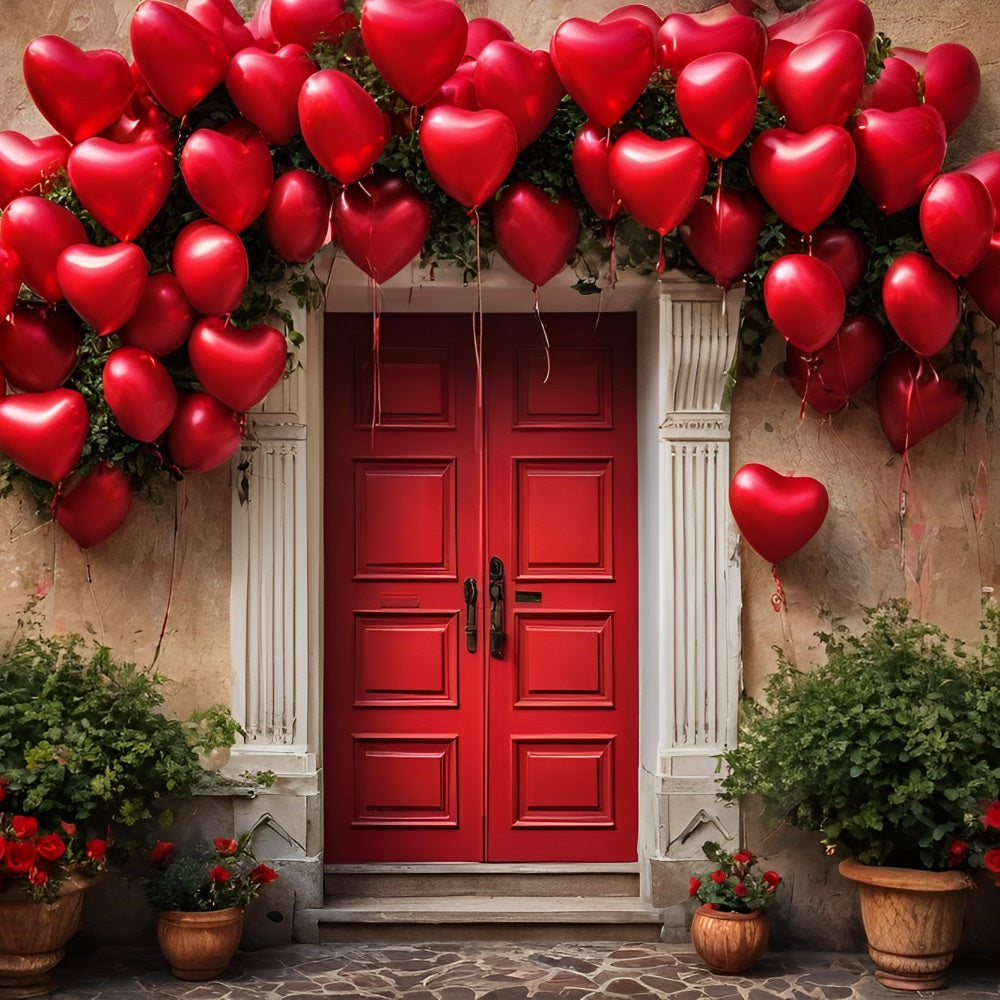 Valentinstag Backdrop Rote Tür Herz Luftballons Backdrop BRP11-445