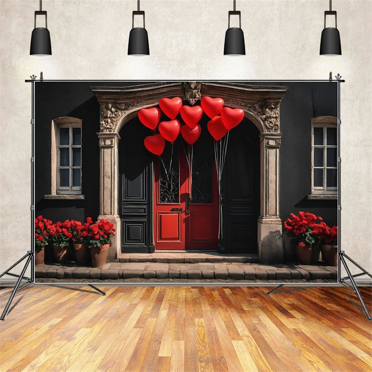 Valentinstag Backdrops Rotes Herz Luftballons Tür Backdrop BRP11-446