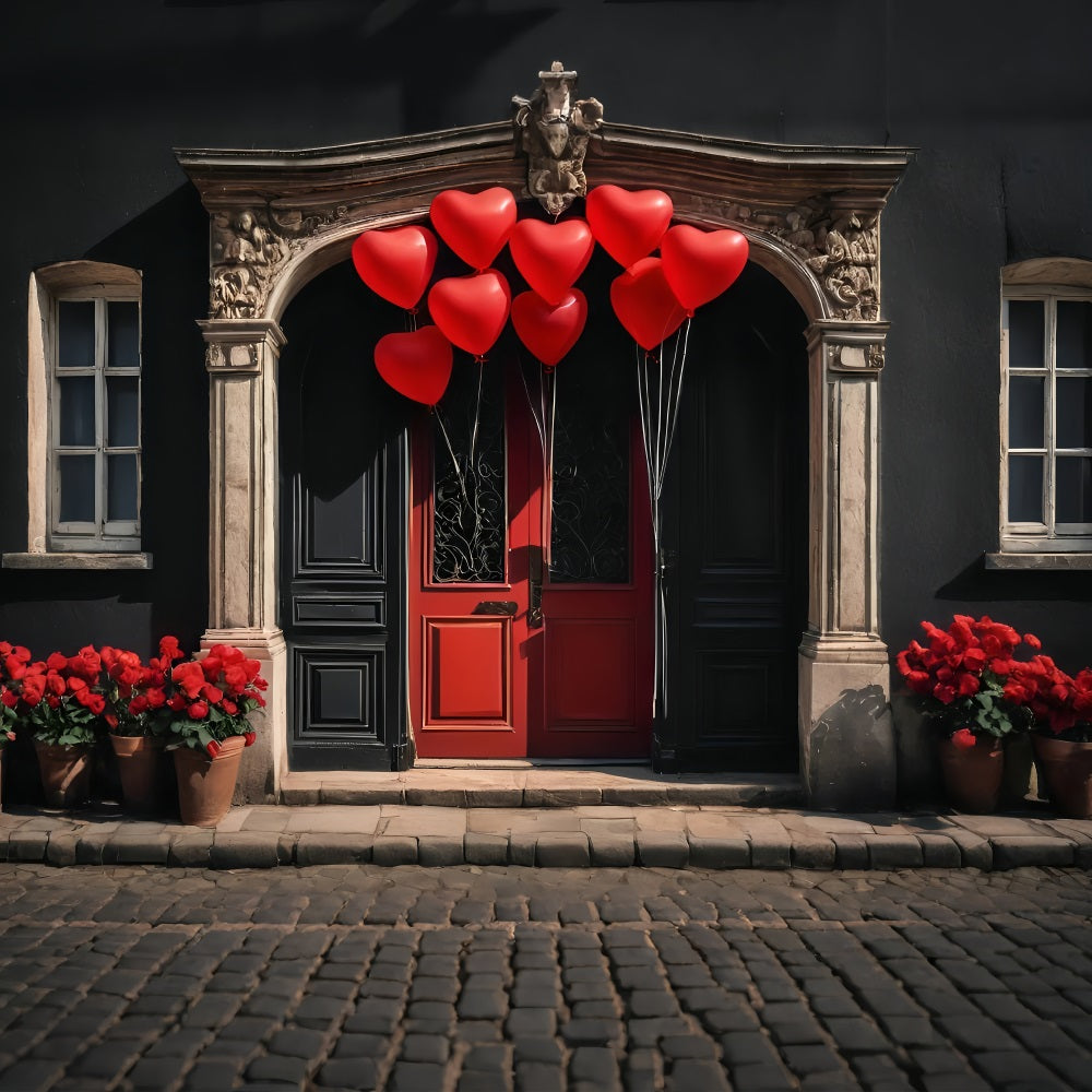 Valentinstag Backdrops Rotes Herz Luftballons Tür Backdrop BRP11-446