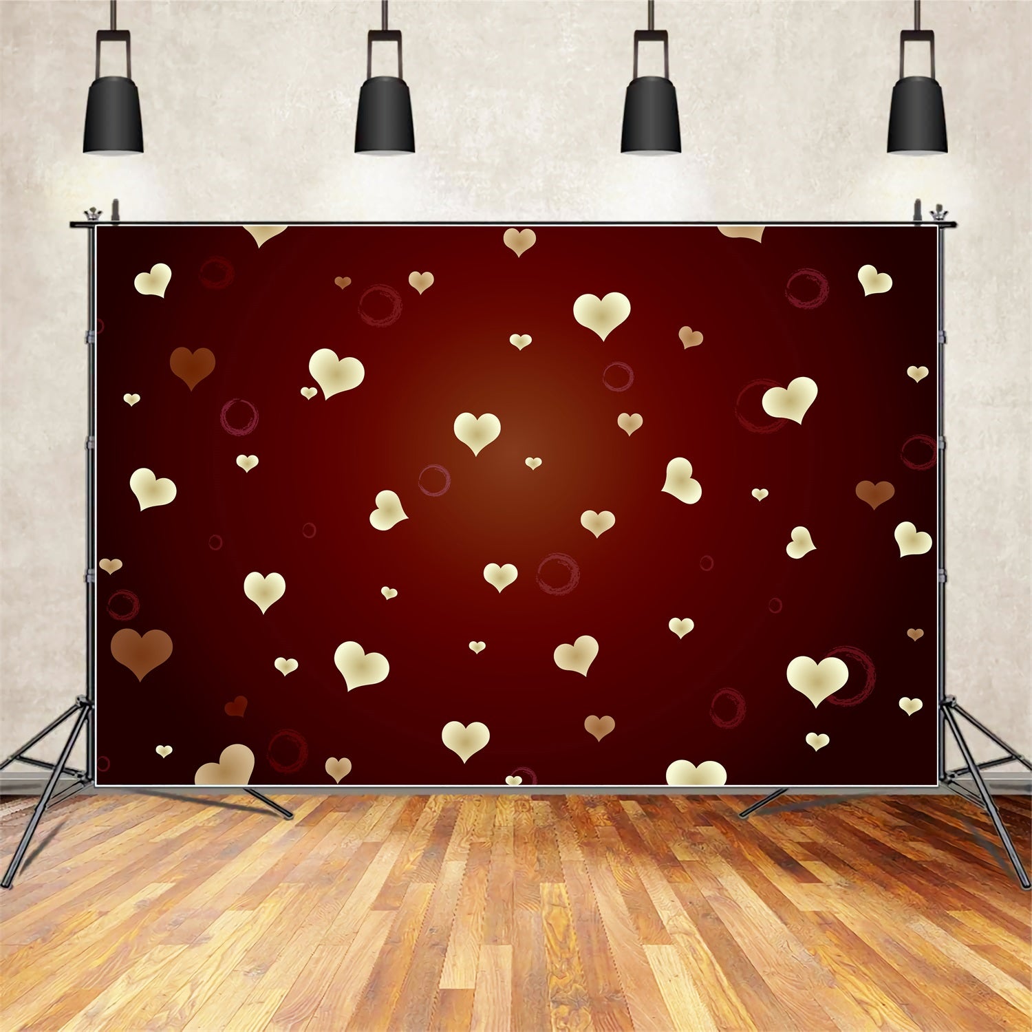 Valentine Backdrops Fotografie Goldene Herzen Roter Hintergrund BRP11-450