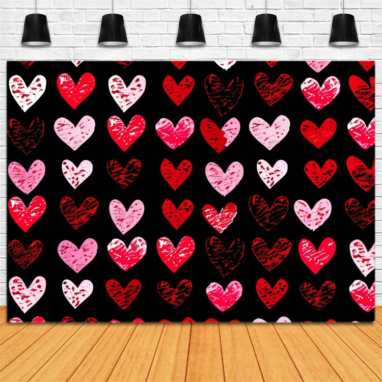 Valentine Backdrop Fotografie Gekritzelte Texturierte Herzen Liebe Hintergrund BRP11-452