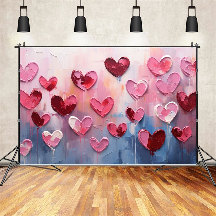 Backdrops Valentinstag Gemalte Herzen Texturierte Kunst Backdrop BRP11-454