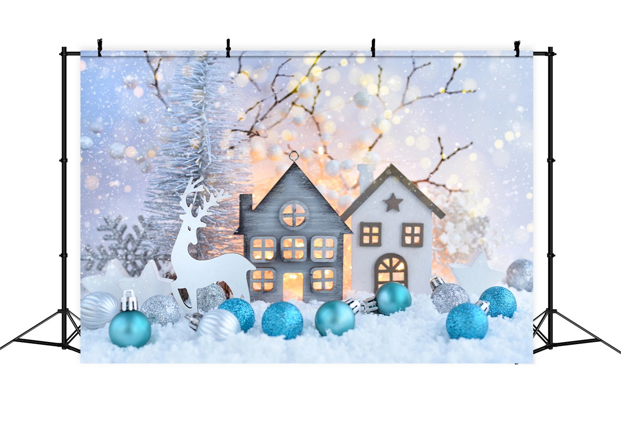 Winter Hintergrund Ideen Snowy Village Rentier Weihnachten Hintergrund BRP11-471