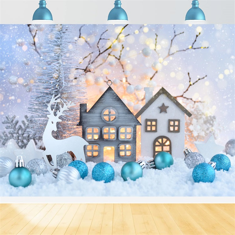 Winter Hintergrund Ideen Snowy Village Rentier Weihnachten Hintergrund BRP11-471