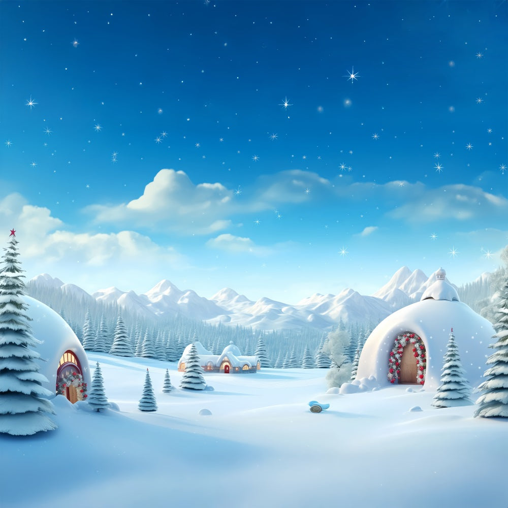 Winter Wonderland Hintergrund Igloos Snowy Peaks Hintergrund BRP11-48