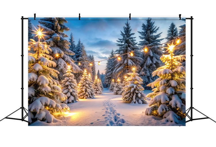 Winter Wonderland Backdrops Verschneiter Wald Lichter Hintergrund BRP11-486