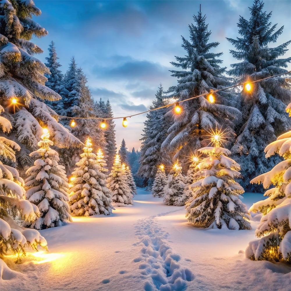 Winter Wonderland Backdrops Verschneiter Wald Lichter Hintergrund BRP11-486