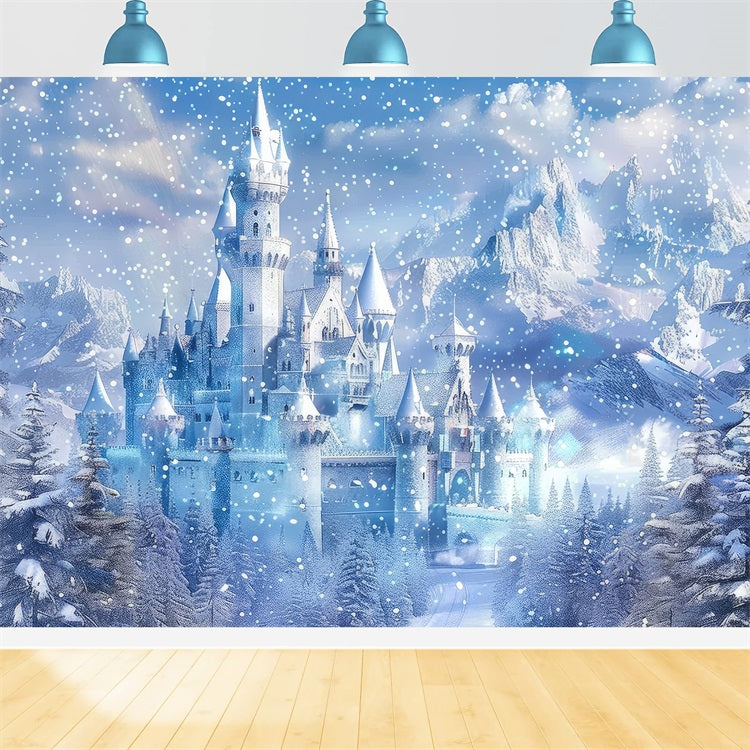 Winter Wonderland Hintergrund Frosty Fairy Tale Castle Hintergrund BRP11-49