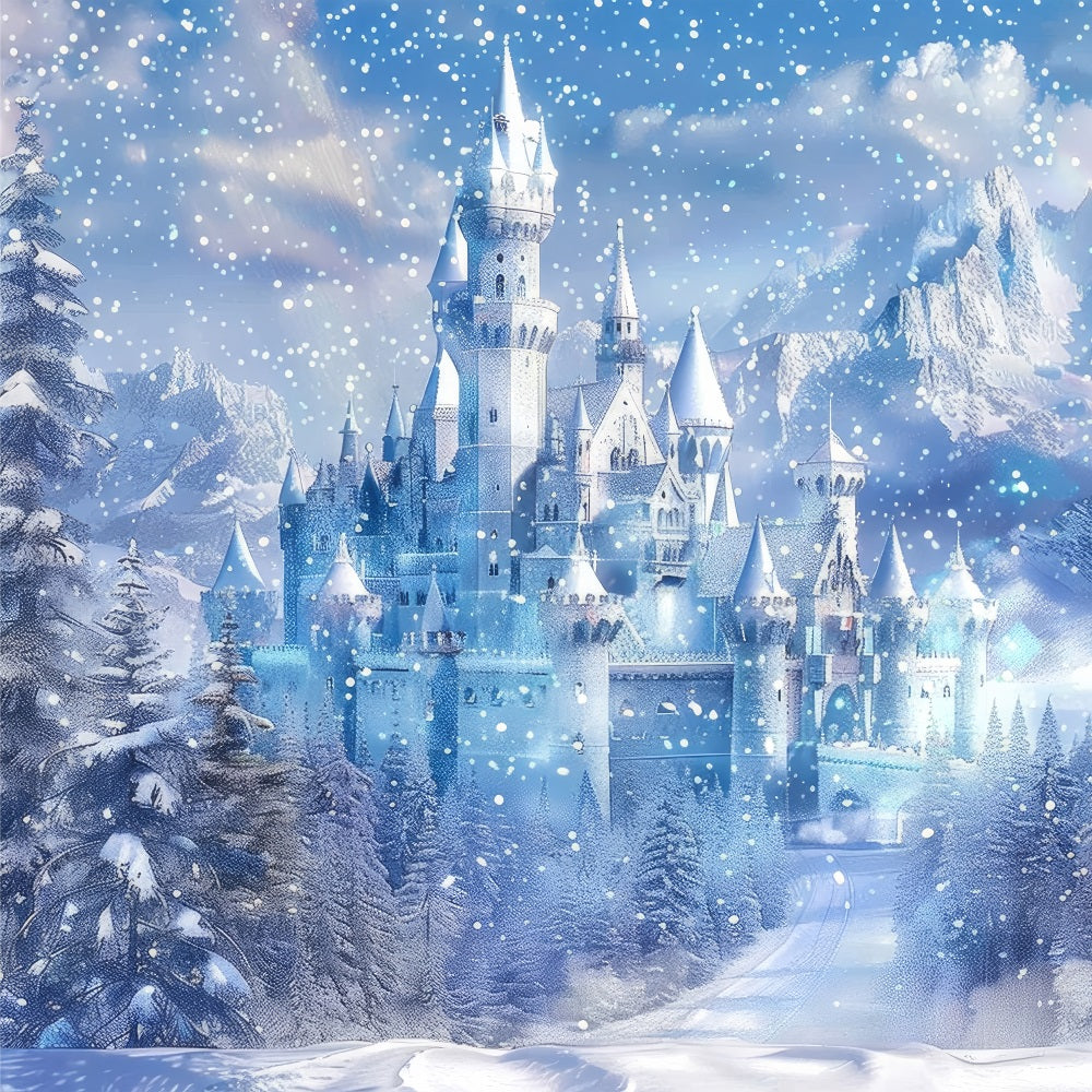 Winter Wonderland Hintergrund Frosty Fairy Tale Castle Hintergrund BRP11-49