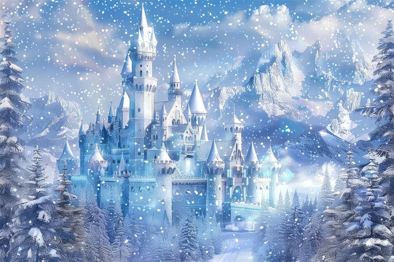 Winter Wonderland Hintergrund Frosty Fairy Tale Castle Hintergrund BRP11-49