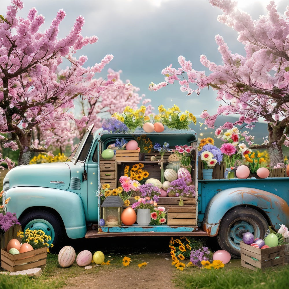 Ostern Frühling Backdrops Blumen Eier Truck Backdrop BRP11-519