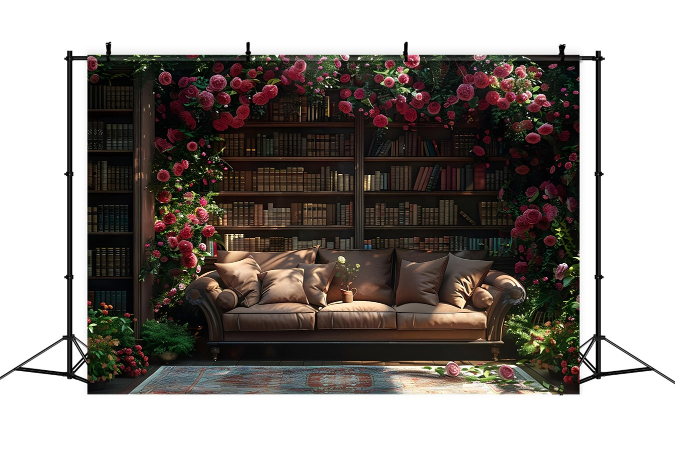 Fotografie Frühling Backdrop Sofa Blume Bücherregal Hintergrund BRP11-533