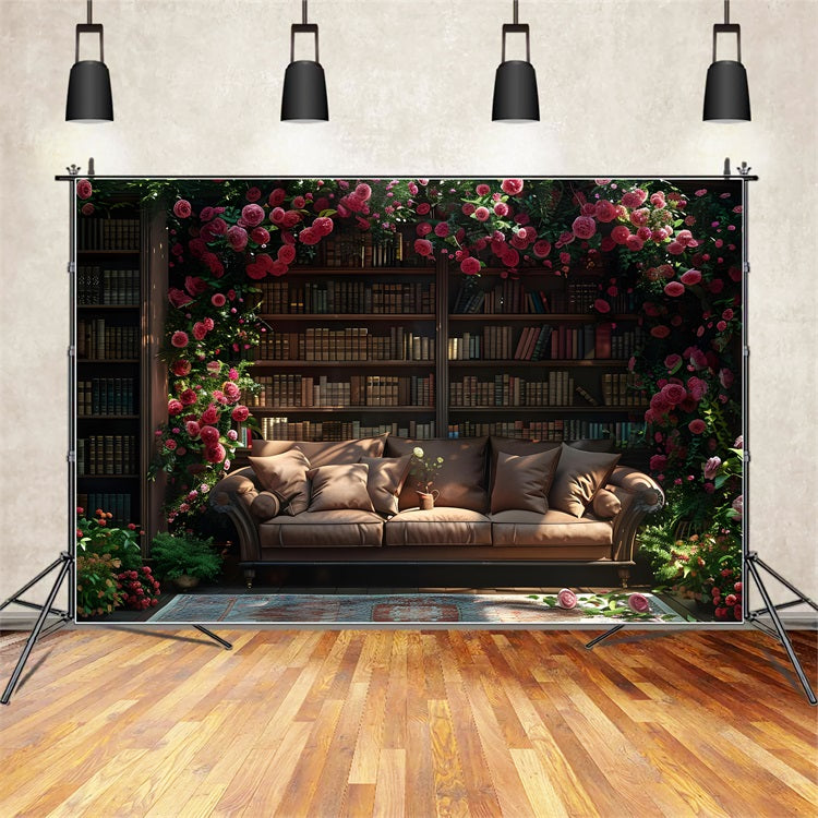 Fotografie Frühling Backdrop Sofa Blume Bücherregal Hintergrund BRP11-533