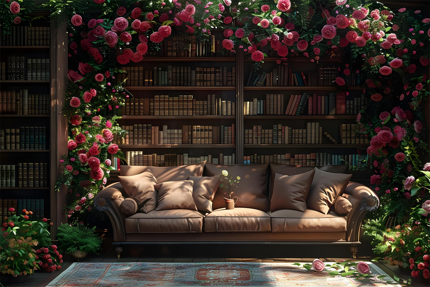 Fotografie Frühling Backdrop Sofa Blume Bücherregal Hintergrund BRP11-533