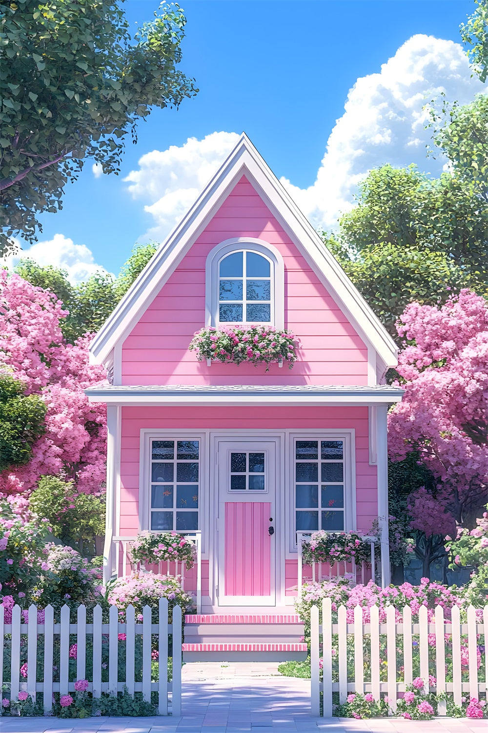 Frühlingsblumen-Hintergrund Bezauberndes rosa Landhaus-Hintergrund BRP11-540