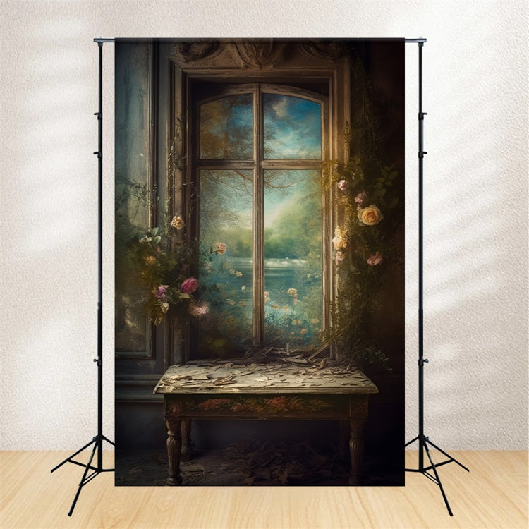 Fotografie Vintage Backdrop Fenster Dekor Blüte Rahmen Backdrop BRP11-559