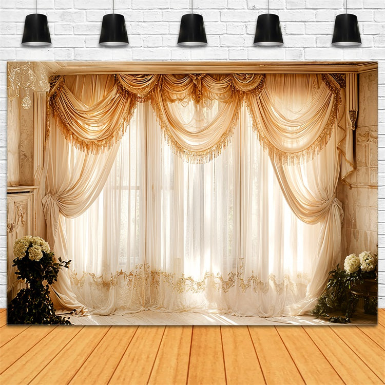 Vintage Backdrops Fotografie Fenster Beige Drapes Vorhang Backdrop BRP11-582