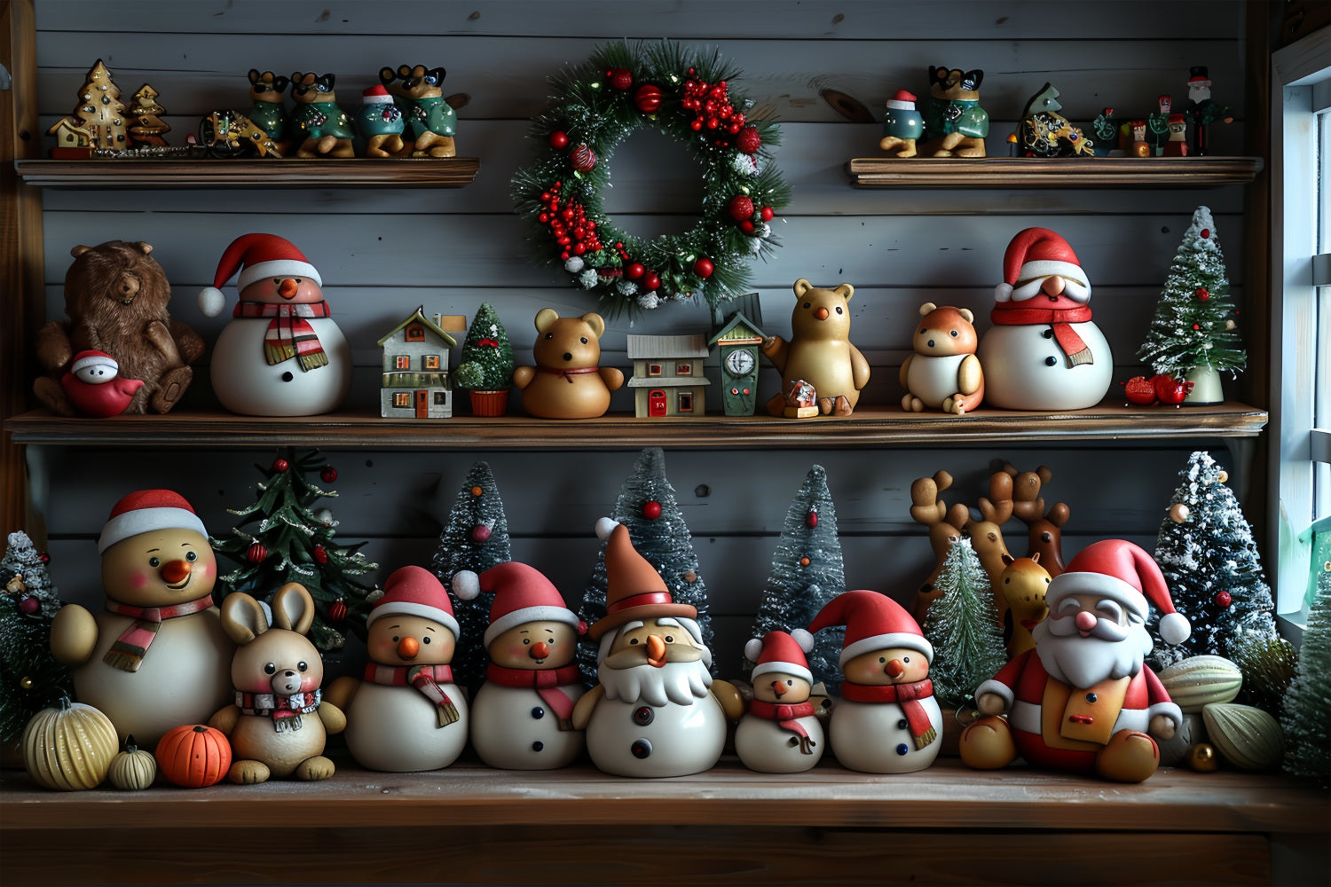 Fotografie Weihnachten Santa's Workshop Snowy Friends Hintergrund BRP11-77