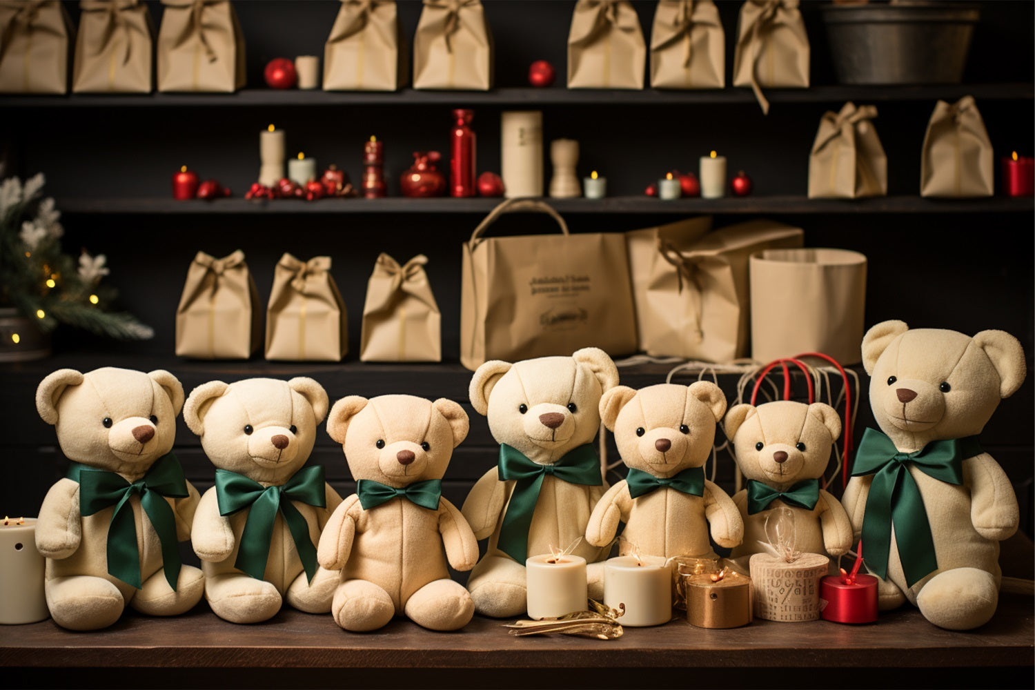 Weihnachten Fotohintergrund Santa's Werkstatt Teddybär Versammlung Hintergrund BRP11-97