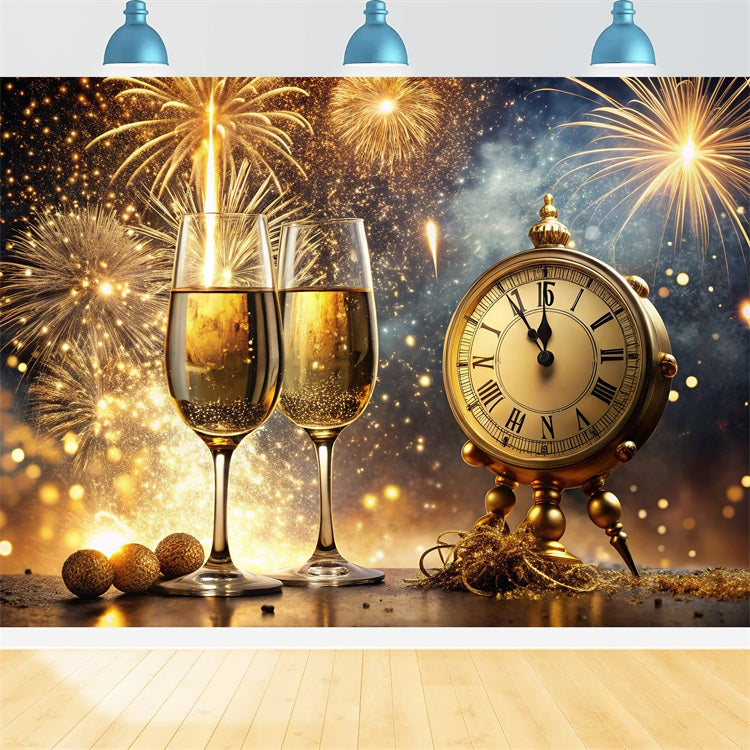 Silvester-Fotohintergrund Champagner-Uhr-Hintergrund BRP12-102