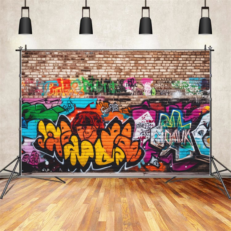 Graffiti Backsteinmauer Backdrop Brillante Kunst Backdrop BRP12-117