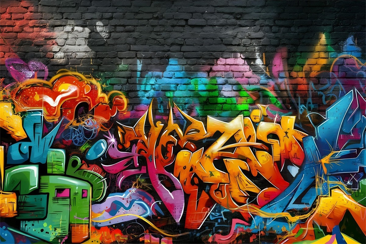 Graffiti-Wand-Hintergrund Dynamische Kunst Backsteinwand-Hintergrund BRP12-127