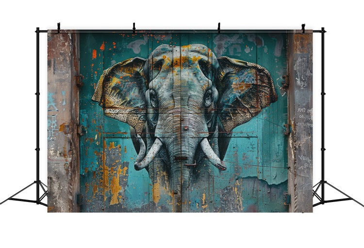 Graffiti Backdrop Fotografie Realistische Elefanten Wandbild Hintergrund BRP12-130