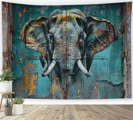 Graffiti Backdrop Fotografie Realistische Elefanten Wandbild Hintergrund BRP12-130