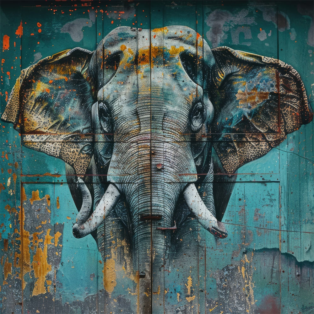 Graffiti Backdrop Fotografie Realistische Elefanten Wandbild Hintergrund BRP12-130