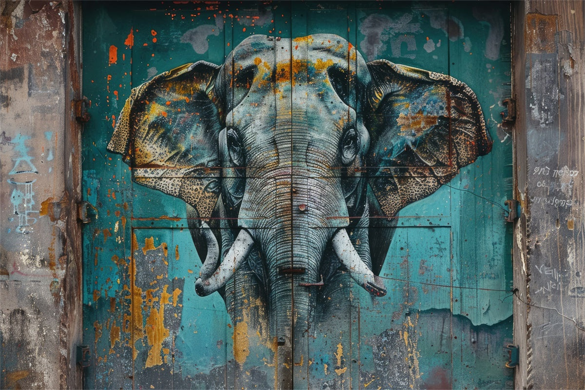 Graffiti Backdrop Fotografie Realistische Elefanten Wandbild Hintergrund BRP12-130