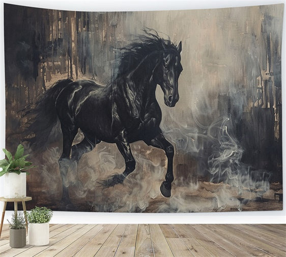 Graffiti Fotografie Backdrops Kunst Schwarzes Pferd Rauch Backdrop BRP12-138