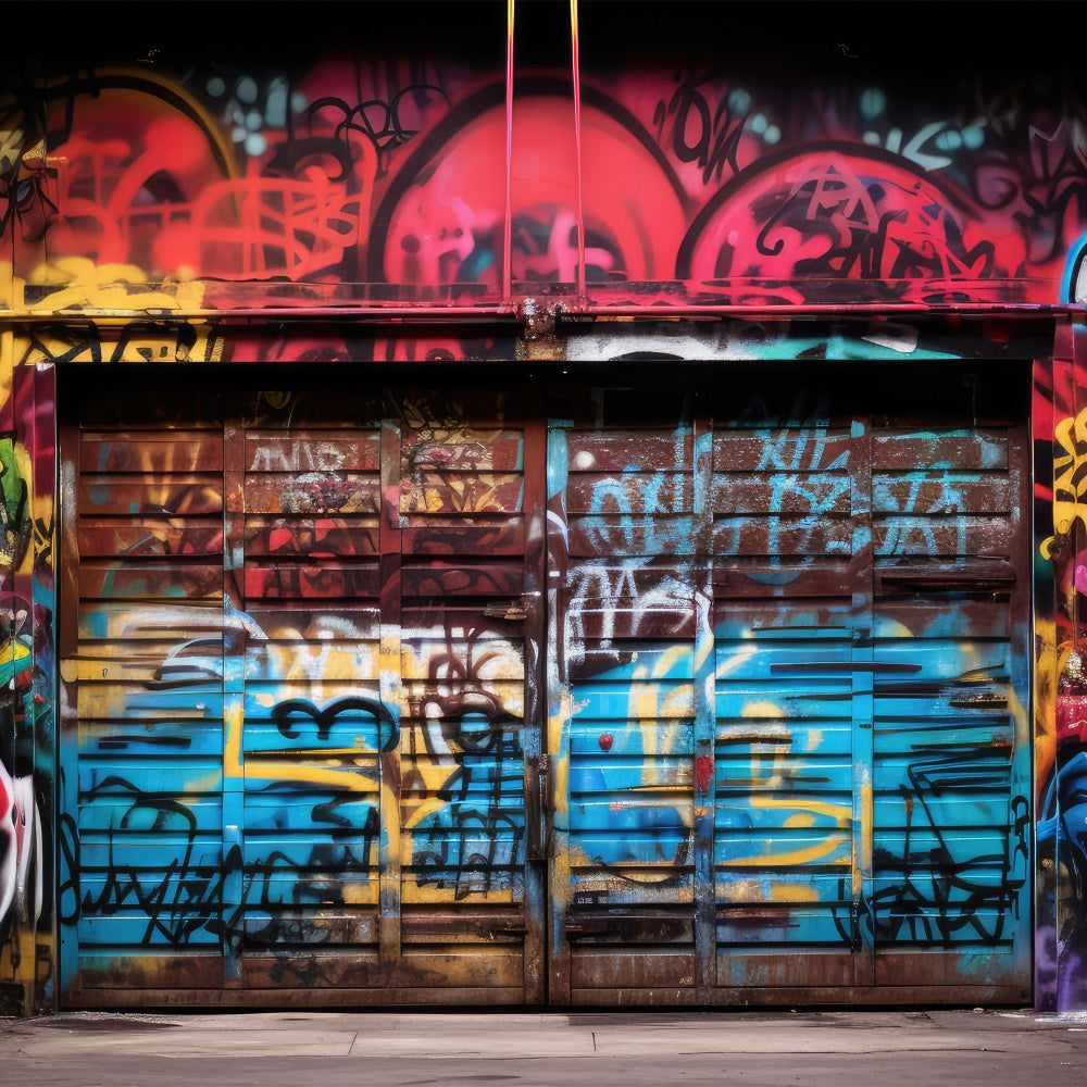 Graffiti Wand Hintergrund Lebendige Garage Tür Fotografie Hintergrund BRP12-148