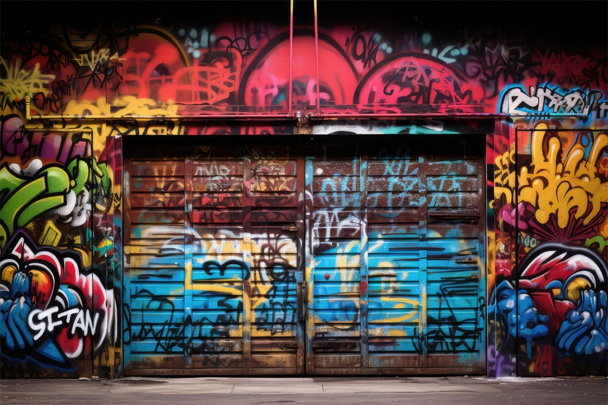 Graffiti Wand Hintergrund Lebendige Garage Tür Fotografie Hintergrund BRP12-148