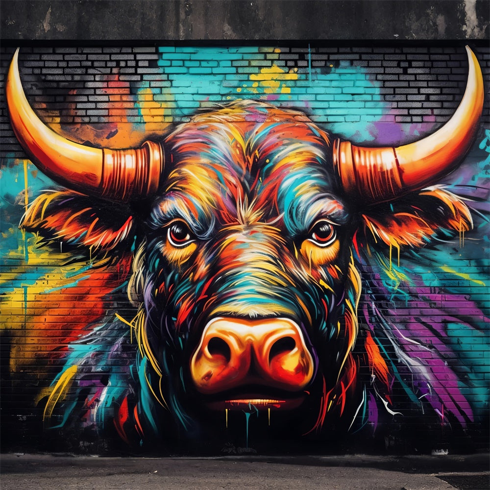 Custom Graffiti Backdrop Bunte Bull Art Fotografie Hintergrund BRP12-154