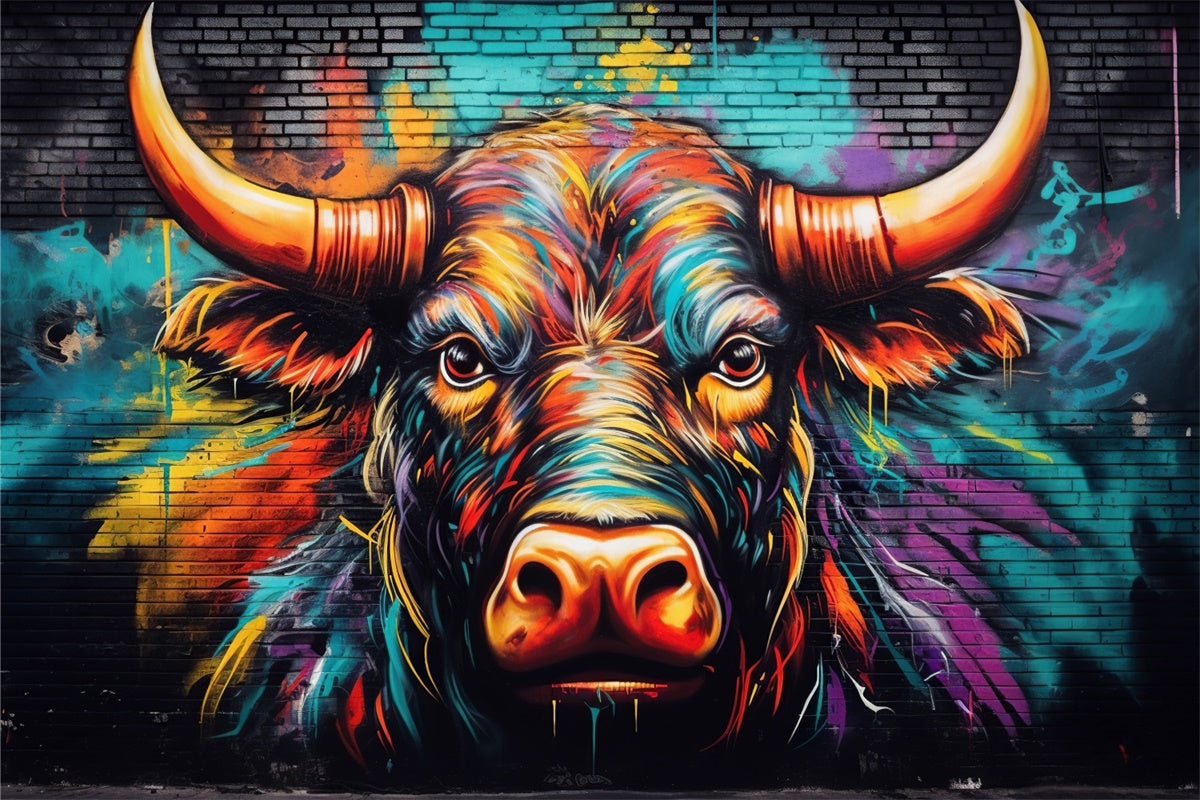 Custom Graffiti Backdrop Bunte Bull Art Fotografie Hintergrund BRP12-154