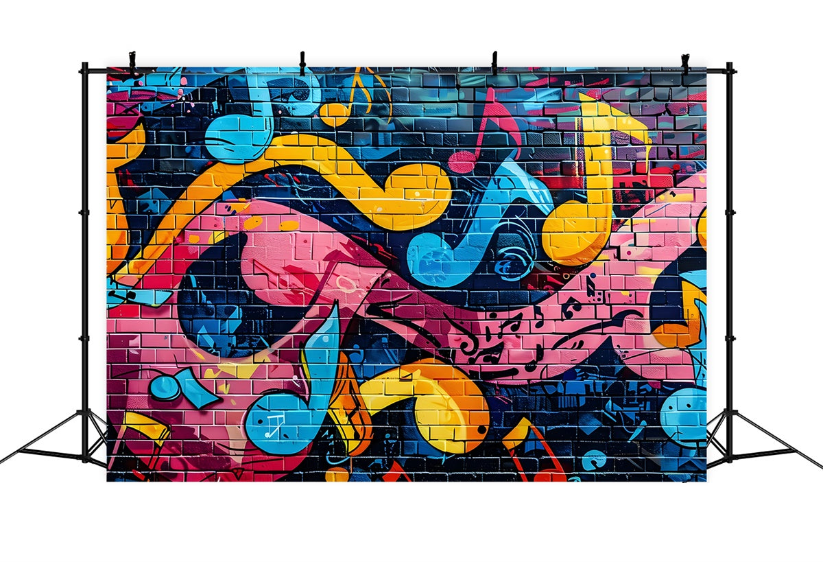 Graffiti Wall Backdrop Musik Note Farbe Backstein Hintergrund BRP12-156