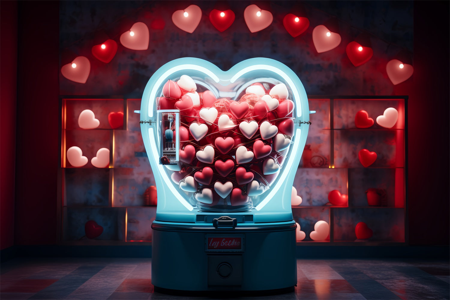 Valentinstag Fotografie Backdrop Herz geformt Candy Machine Backdrop BRP12-163