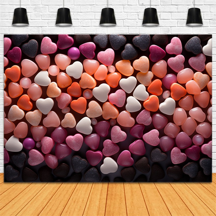 Valentinstag Herz Backdrop Buntes Herz geformt Candy Backdrop BRP12-165