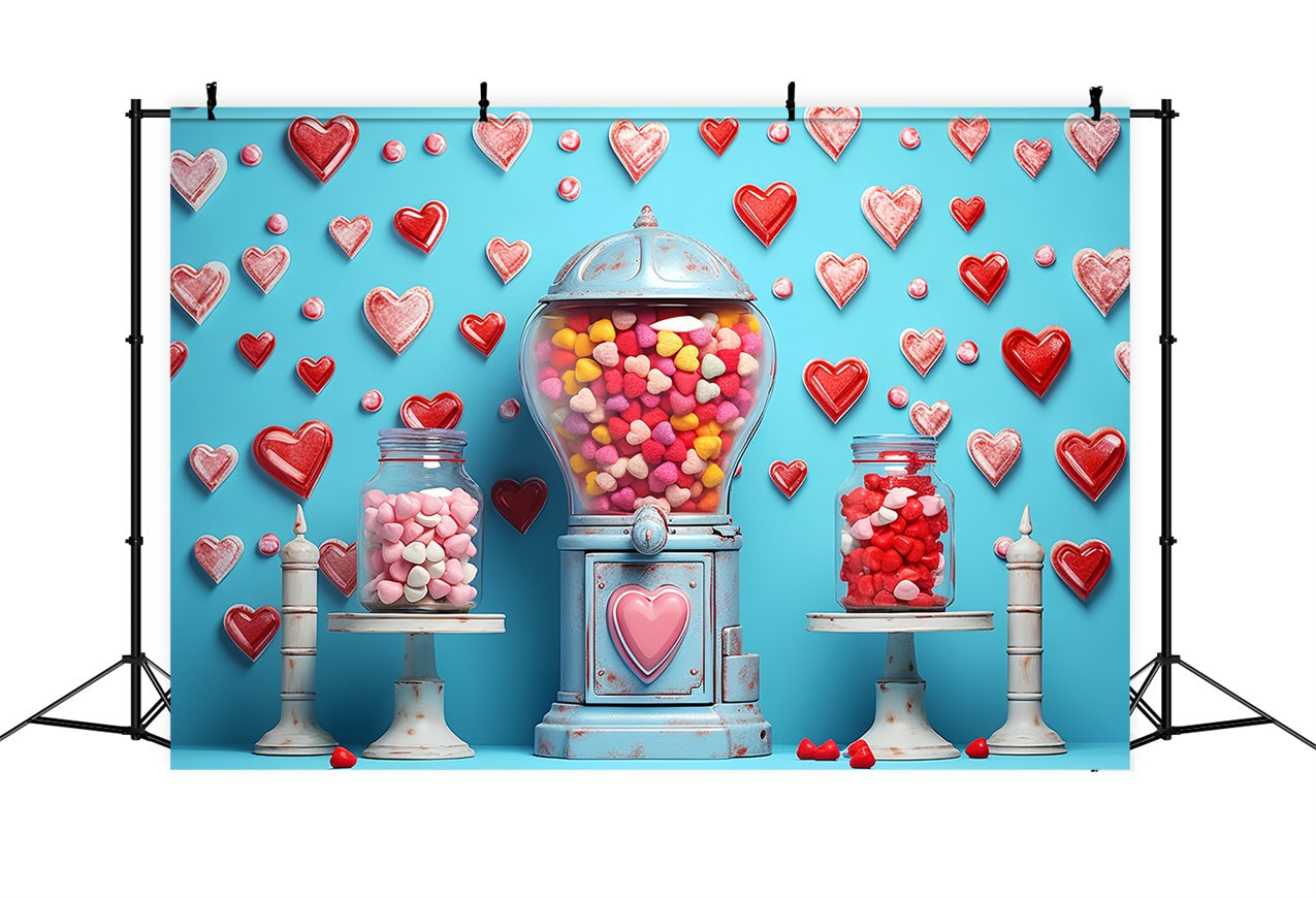 Backdrops Valentinstag Blauer Hintergrund Bonbongläser Herz Backdrop BRP12-170