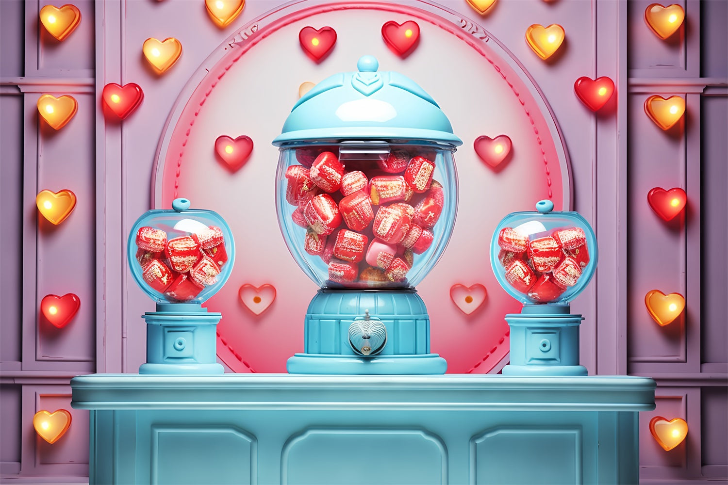 Valentinstag Fotokulisse Ideen Herzen Candy Machine Herzen Hintergrund BRP12-171