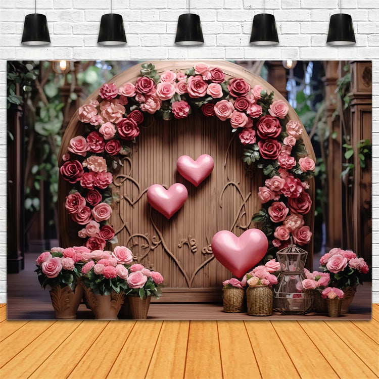 Fotografie Valentinstag Backdrops Holzbogen Floral Heart Backdrop BRP12-173