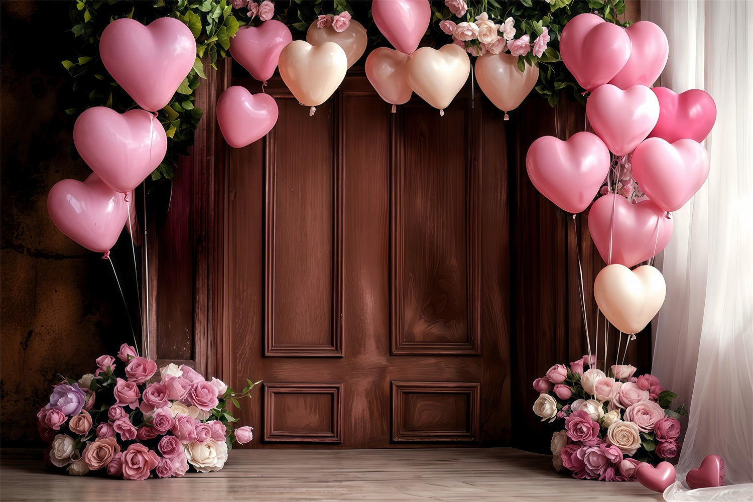 Valentinstag Backdrop Dekor Herz Ballons Rosen Backdrop BRP12-176